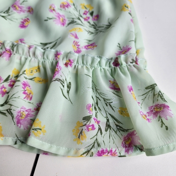 Lilt Green Pink Yellow Smocked Top Semi Sheer Cap Sleeve Sundress Sz 10 - Picture 2 of 12